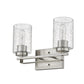 HomeRoots Two Light Wall Sconce With Textured Glass and Silver Metal Finish