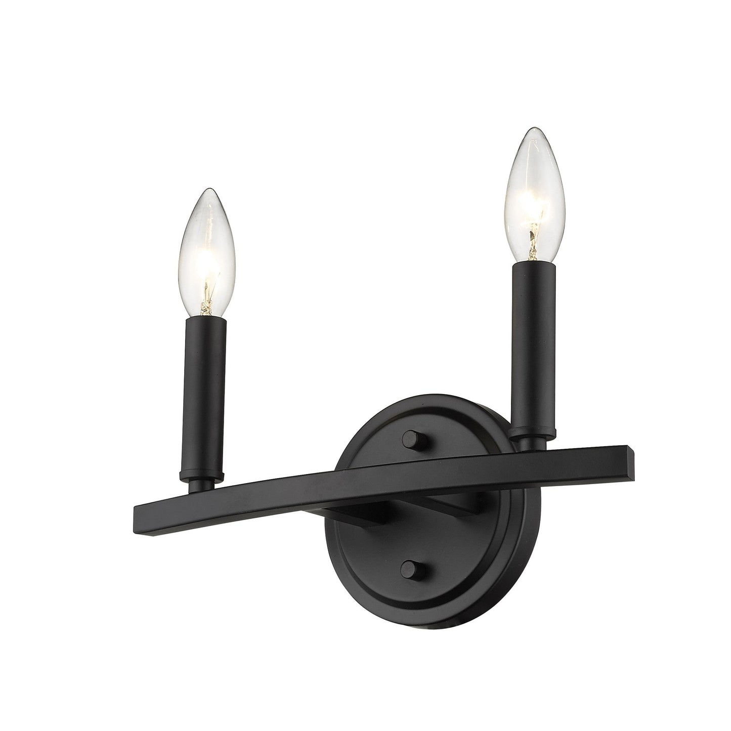 HomeRoots Two Light Wall Sconce in Matte Black Finish