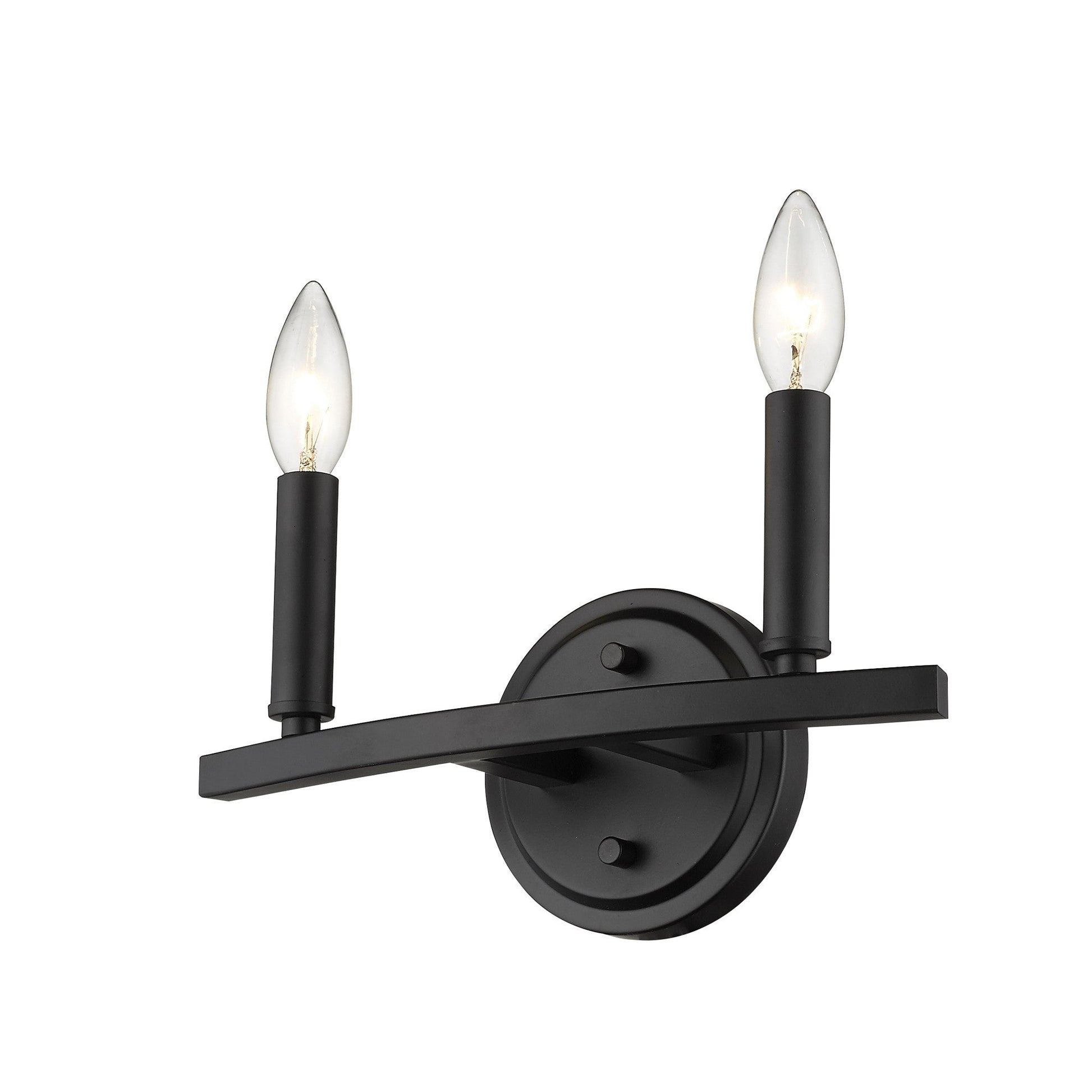 HomeRoots Two Light Wall Sconce in Matte Black Finish