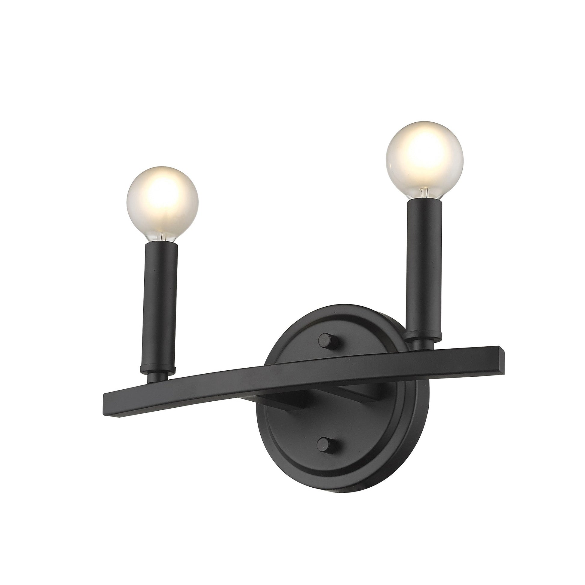 HomeRoots Two Light Wall Sconce in Matte Black Finish