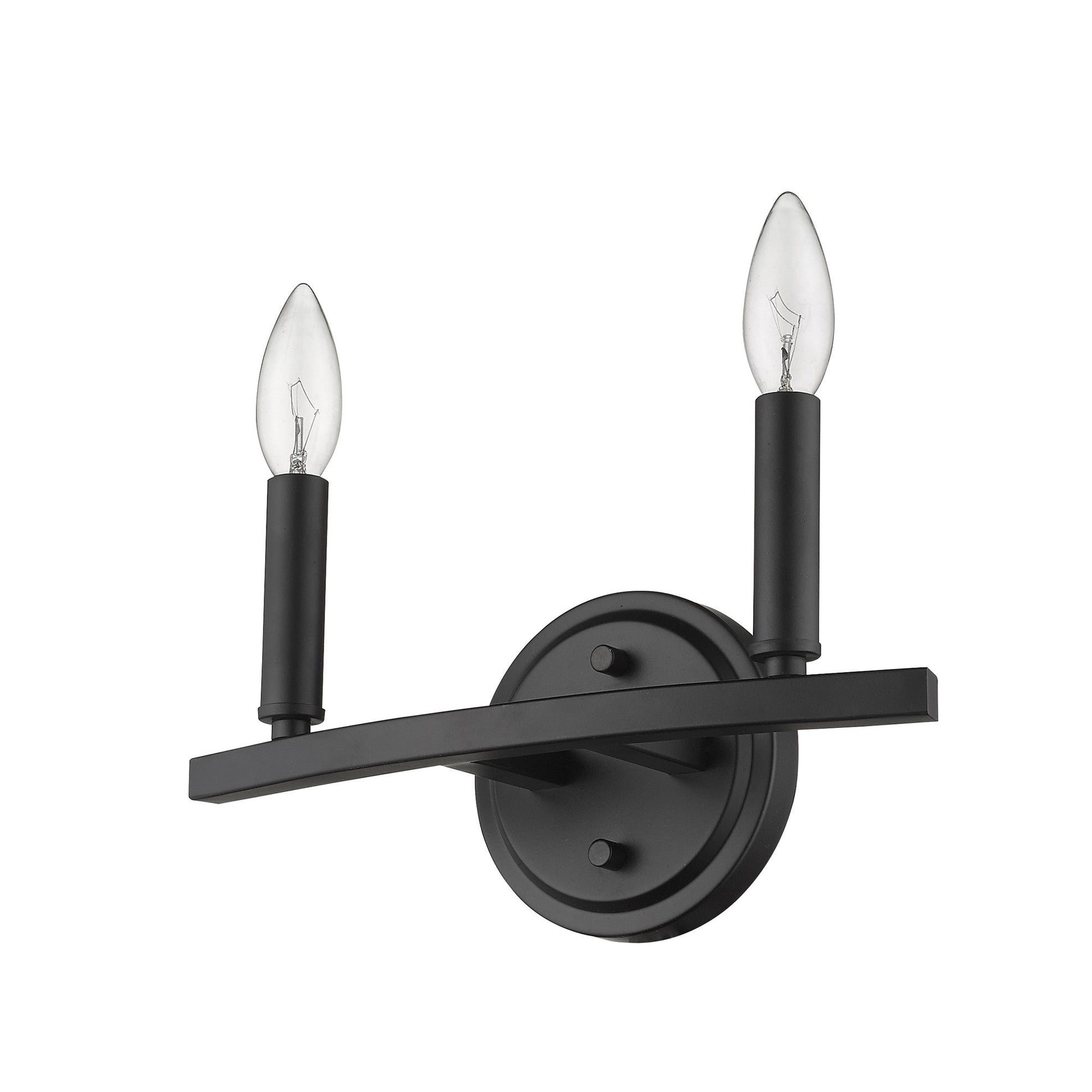 HomeRoots Two Light Wall Sconce in Matte Black Finish
