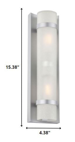 HomeRoots Two Light White Glass Wall Sconce With Brushed Silver Finish