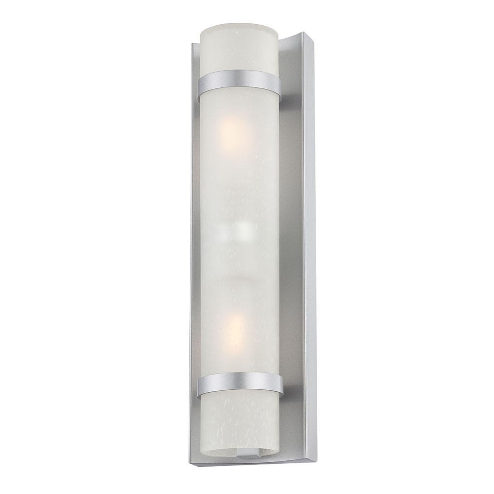 HomeRoots Two Light White Glass Wall Sconce With Brushed Silver Finish