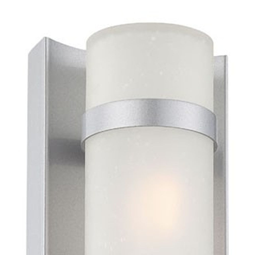 HomeRoots Two Light White Glass Wall Sconce With Brushed Silver Finish
