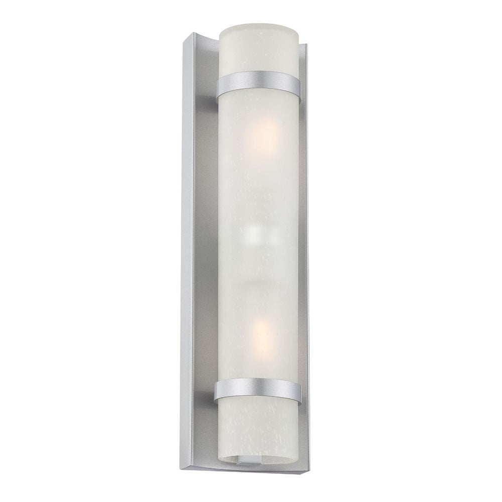 HomeRoots Two Light White Glass Wall Sconce With Brushed Silver Finish