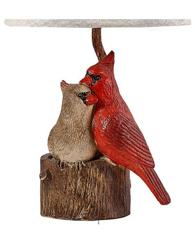 HomeRoots Two Red Cardinals Accent Lamp With White Shade