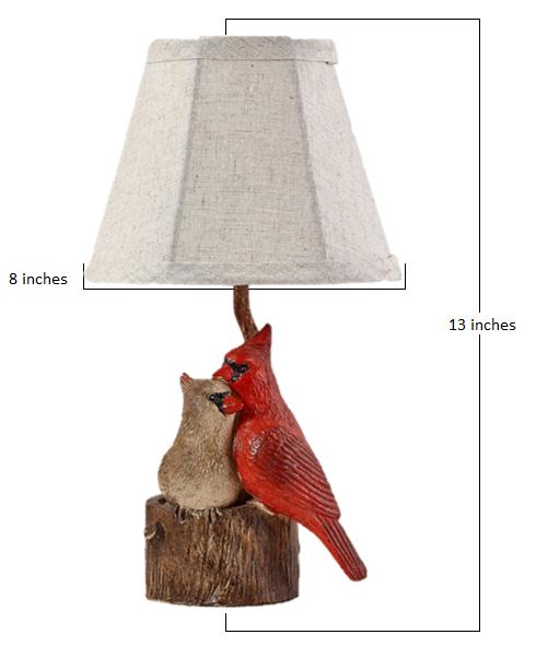 HomeRoots Two Red Cardinals Accent Lamp With White Shade