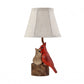 HomeRoots Two Red Cardinals Accent Lamp With White Shade