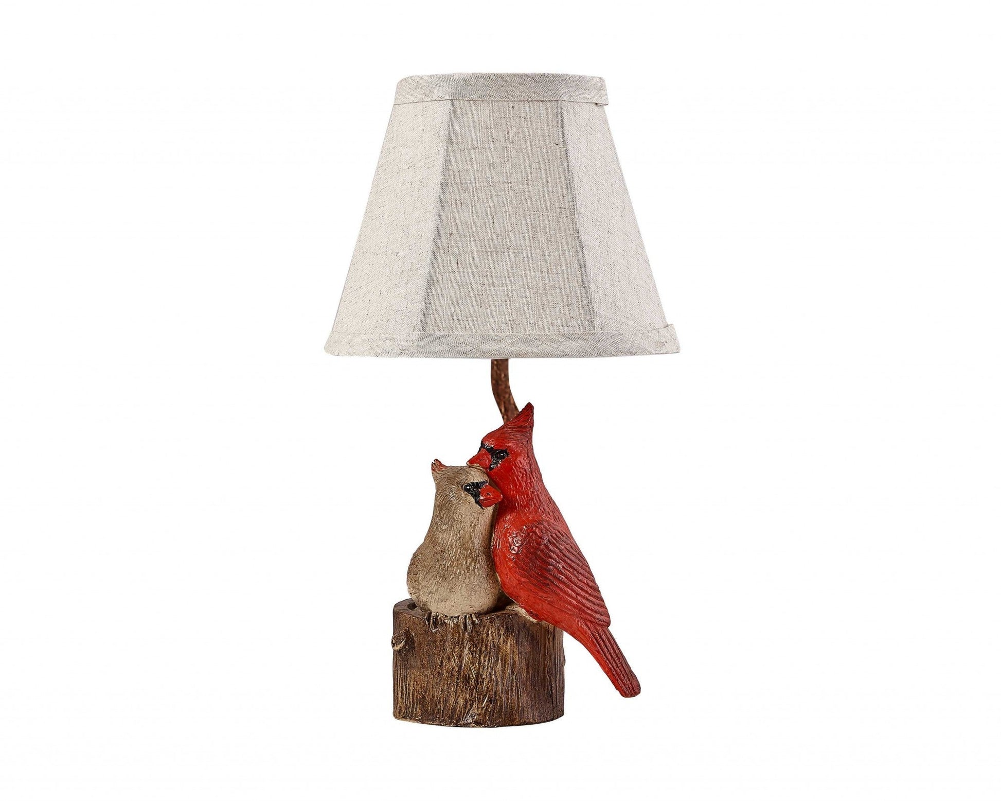 HomeRoots Two Red Cardinals Accent Lamp With White Shade