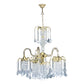 HomeRoots Two Tier Hanging Chandelier Light With Crystal Accents and Gold Finish