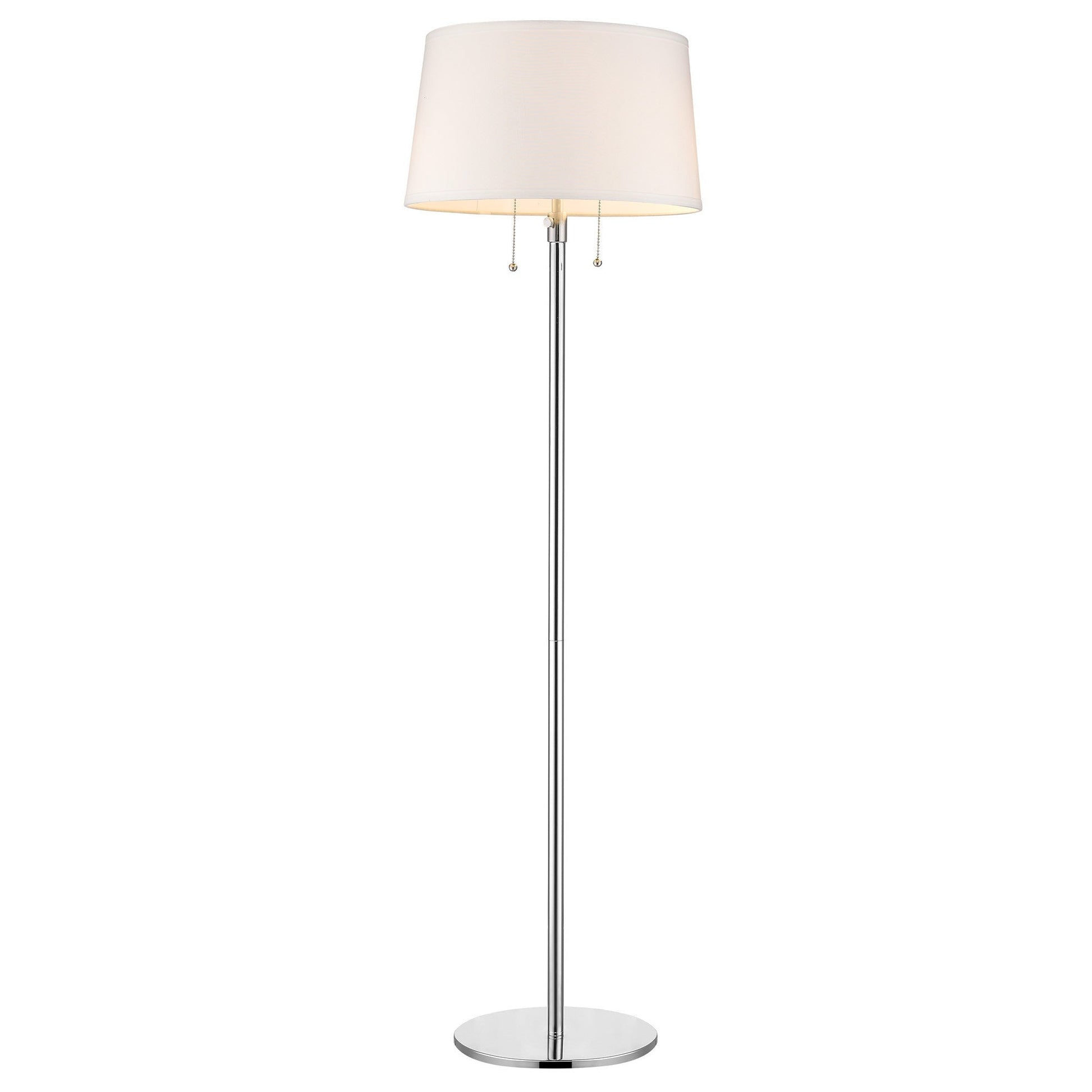 HomeRoots Urban Basic 2-Light Adjustable Floor Lamp With Off White Linen Shade and Polished Chrome Finish