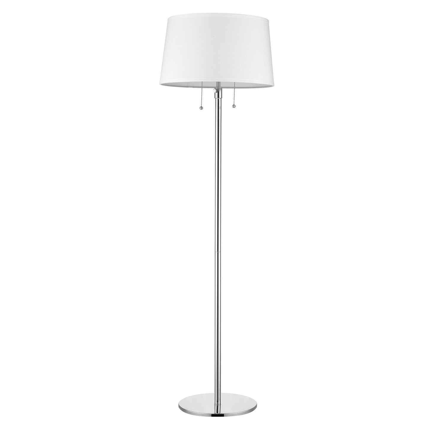 HomeRoots Urban Basic 2-Light Adjustable Floor Lamp With Off White Linen Shade and Polished Chrome Finish