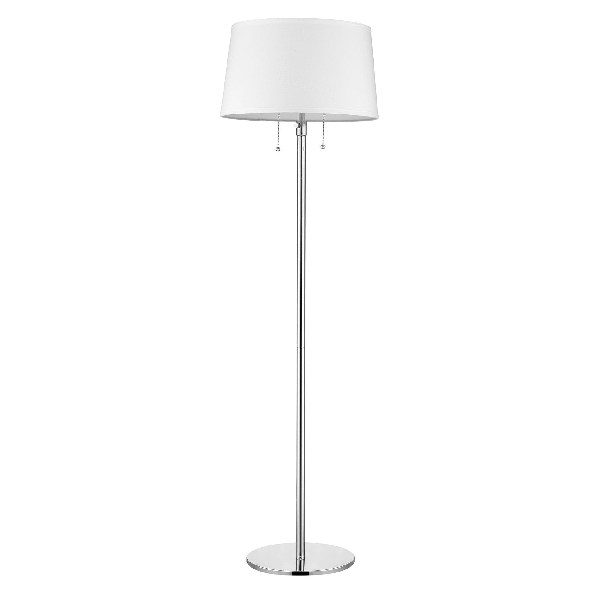 HomeRoots Urban Basic 2-Light Adjustable Floor Lamp With Off White Linen Shade and Polished Chrome Finish