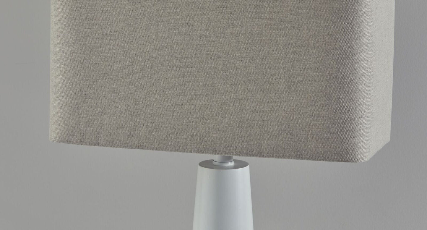 HomeRoots Urban Edge Table Lamp in White Metal Finish
