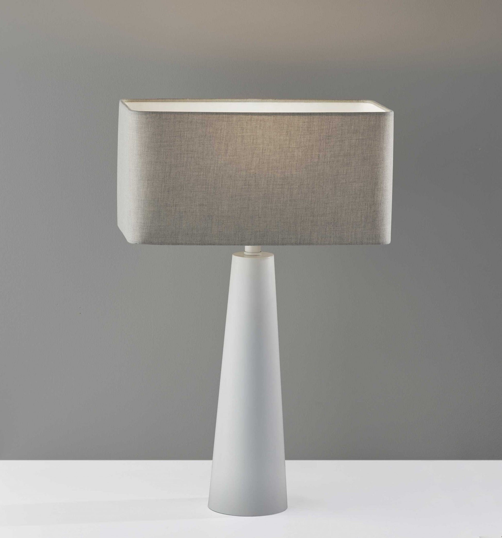 HomeRoots Urban Edge Table Lamp in White Metal Finish