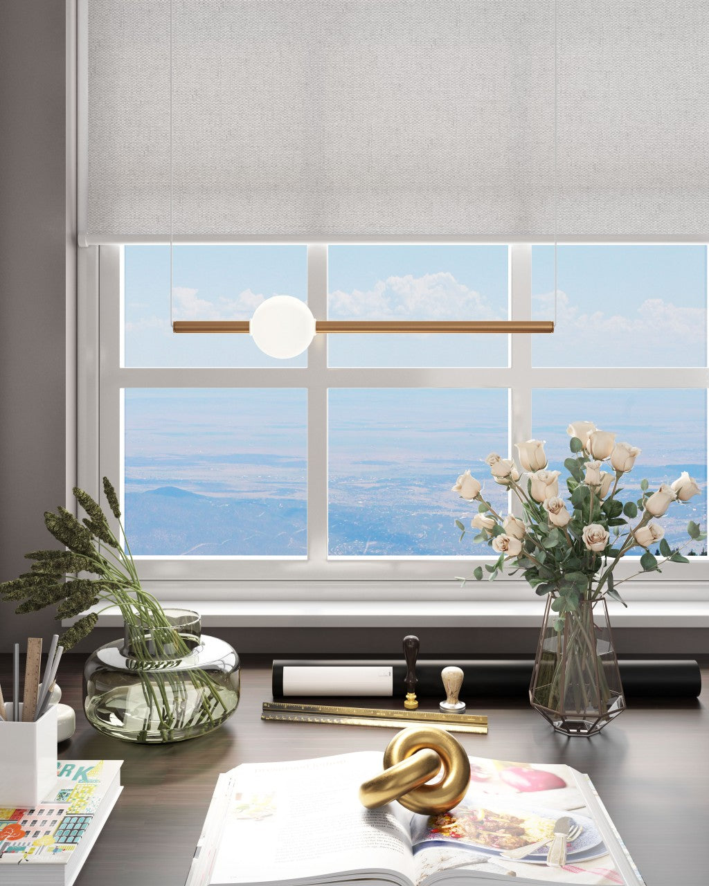 HomeRoots Vertical Cylinder Lamp in Gold Finish