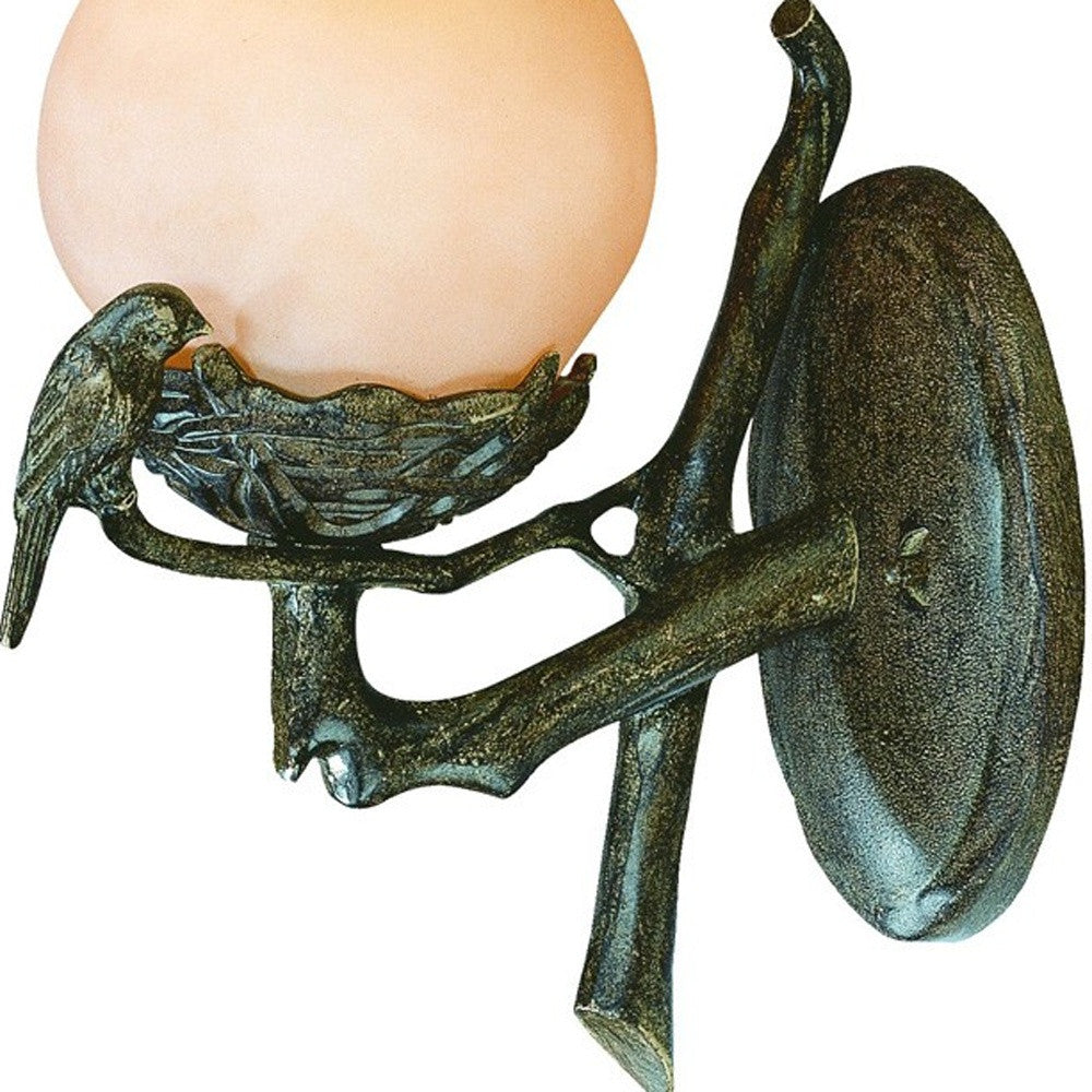 HomeRoots Vintage Black Lantern Wall Light With Gold Bird Detail