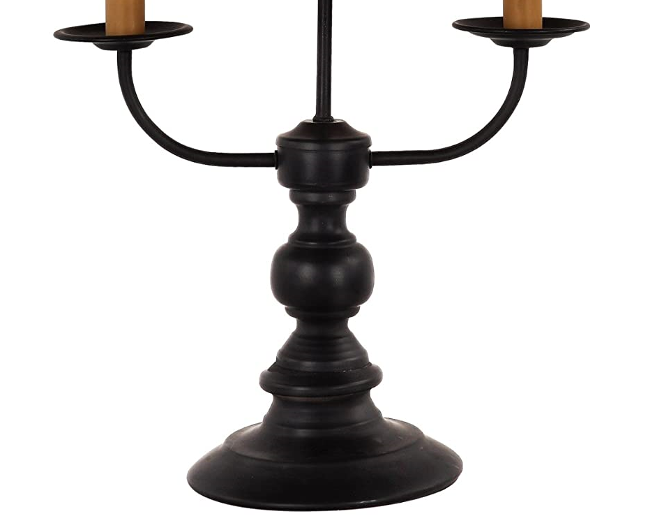 HomeRoots Vintage Double Candle Table Lamp in Black Finish