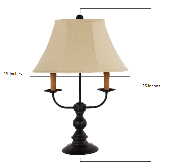HomeRoots Vintage Double Candle Table Lamp in Black Finish