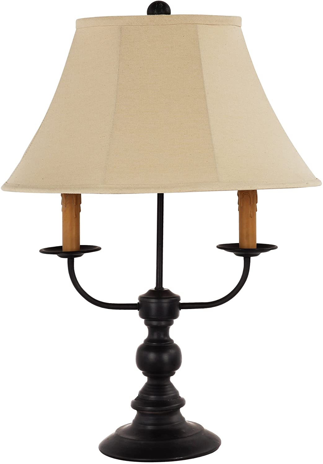 HomeRoots Vintage Double Candle Table Lamp in Black Finish
