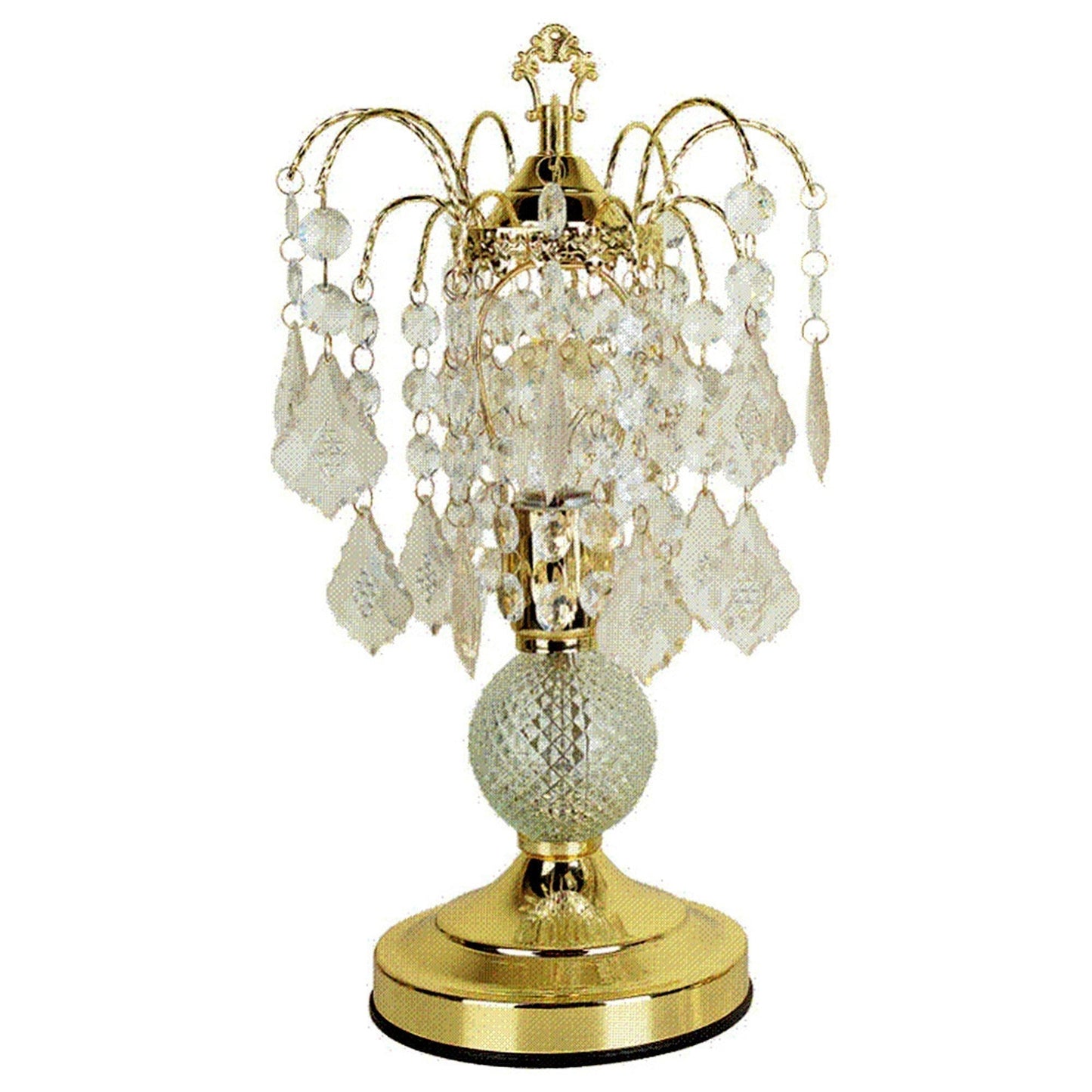 HomeRoots Vintage Glass Chandelier Table Lamp in Gold Finish