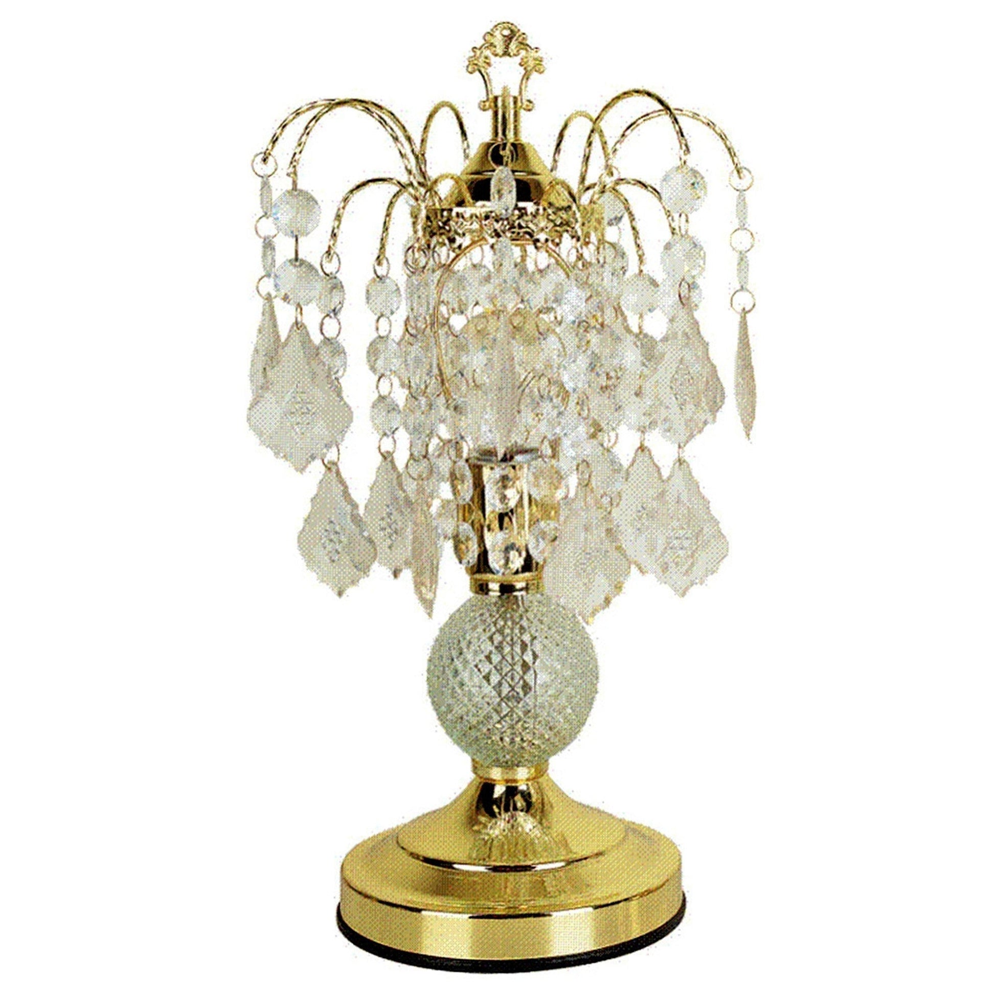 HomeRoots Vintage Glass Chandelier Table Lamp in Gold Finish