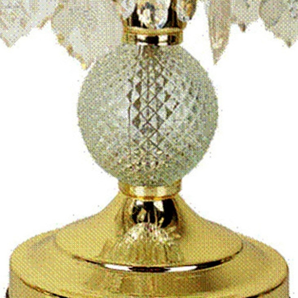 HomeRoots Vintage Glass Chandelier Table Lamp in Gold Finish