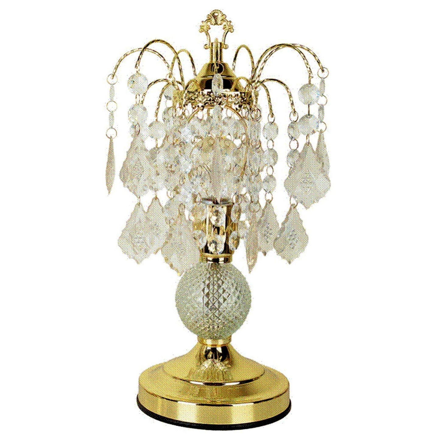 HomeRoots Vintage Glass Chandelier Table Lamp in Gold Finish