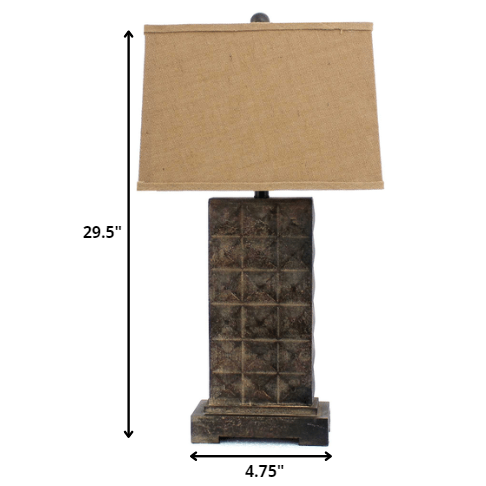 HomeRoots Vintage Table Lamp With Metal Pedestal In Brown