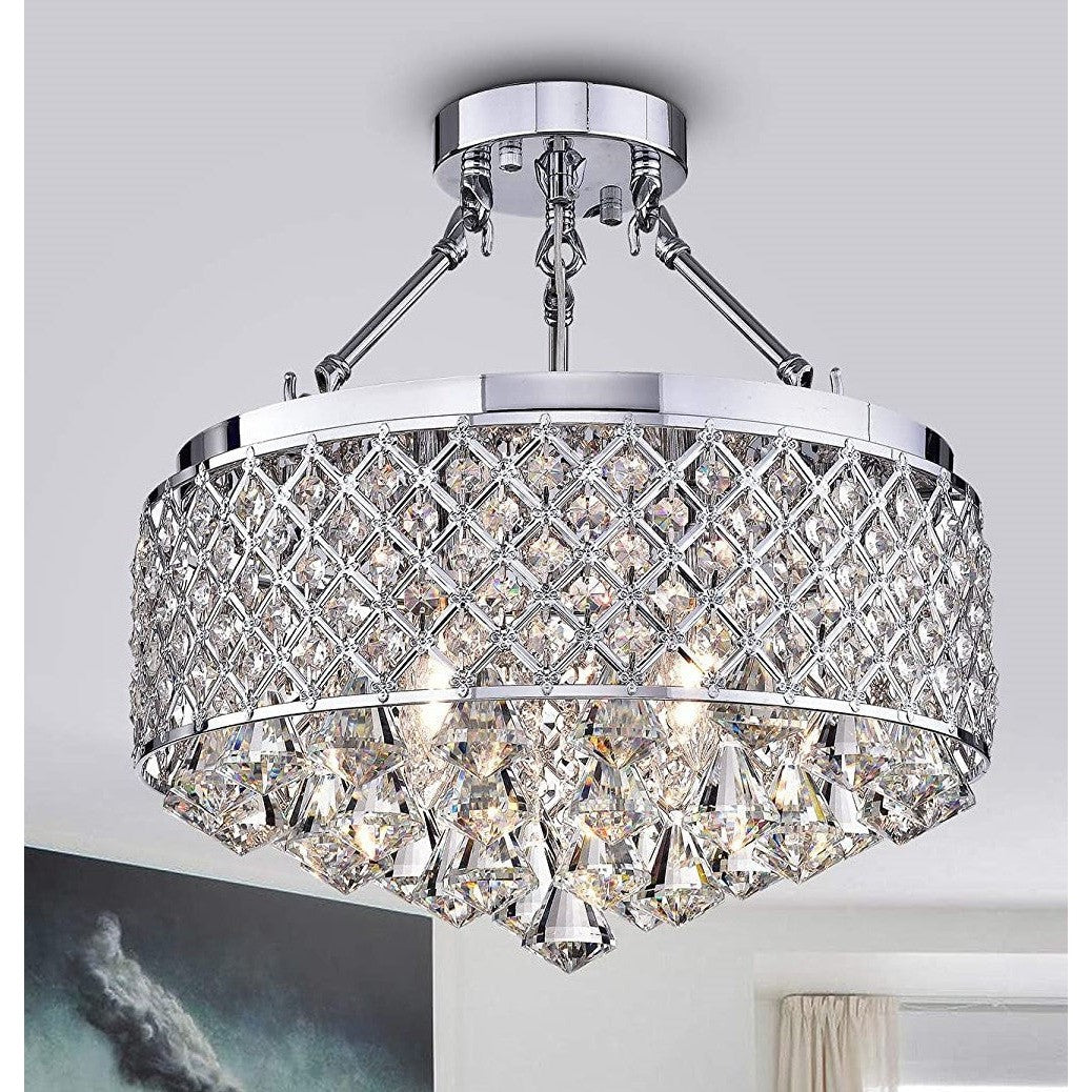 HomeRoots Viola 15" Semi-Flush Lamp In Chrome Finish