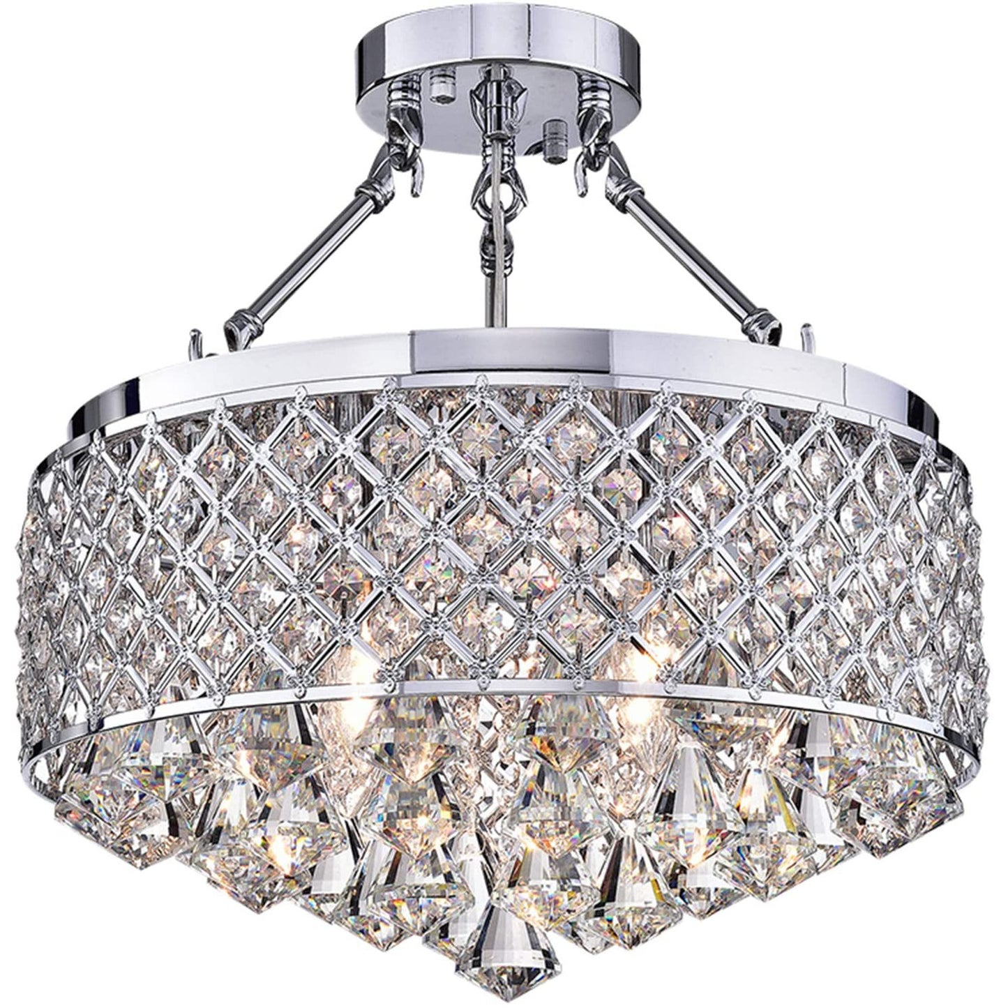 HomeRoots Viola 15" Semi-Flush Lamp In Chrome Finish