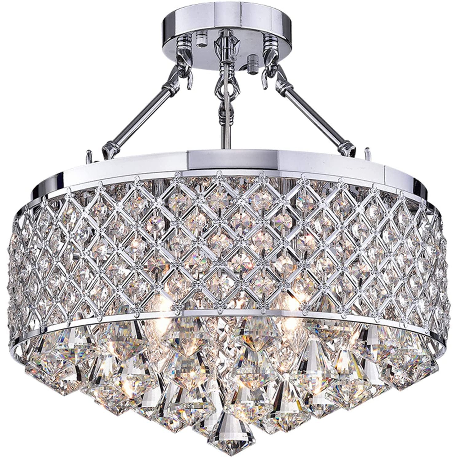 HomeRoots Viola 15" Semi-Flush Lamp In Chrome Finish