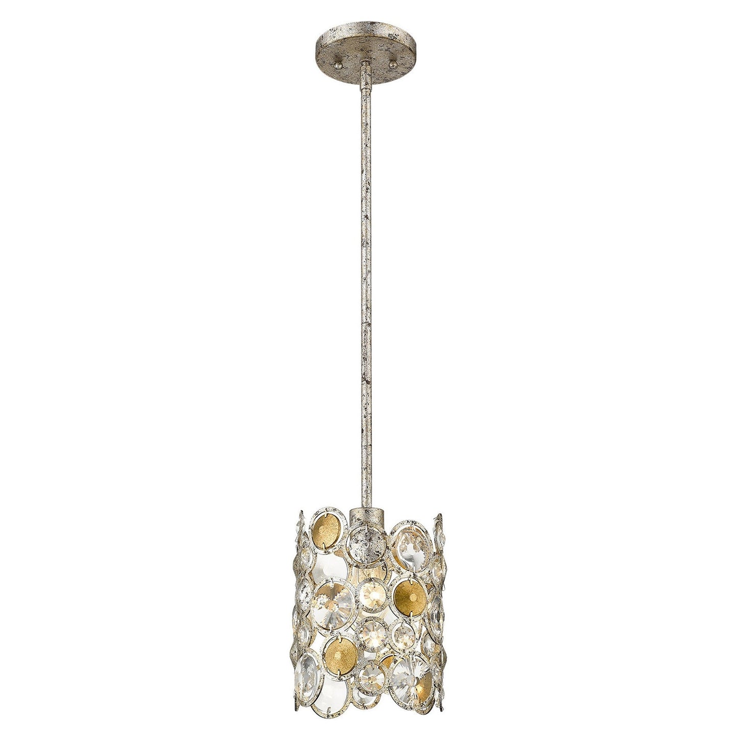 HomeRoots Vitozzi 1-Light Leaf Pendant in Antique Silver Finish