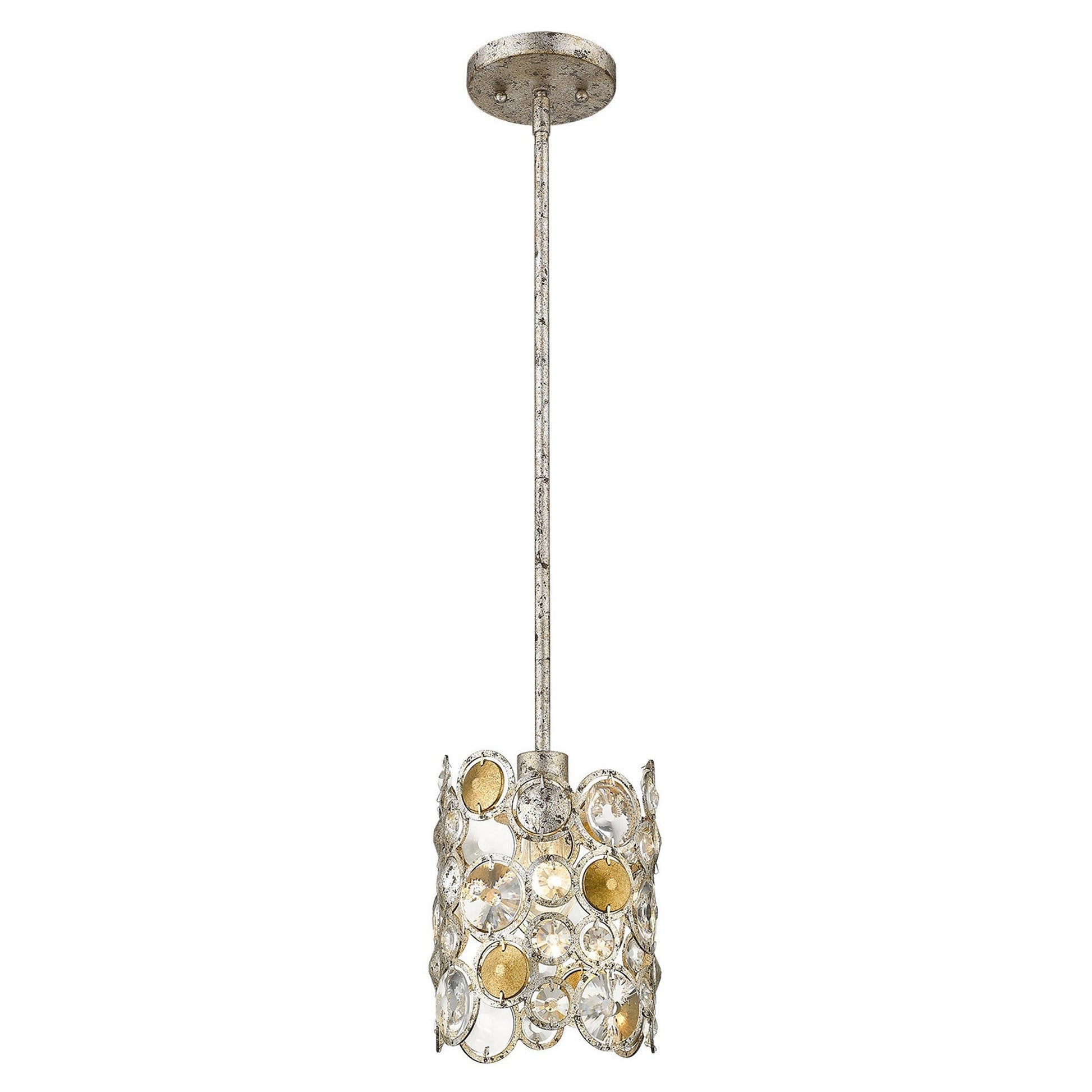 HomeRoots Vitozzi 1-Light Leaf Pendant in Antique Silver Finish