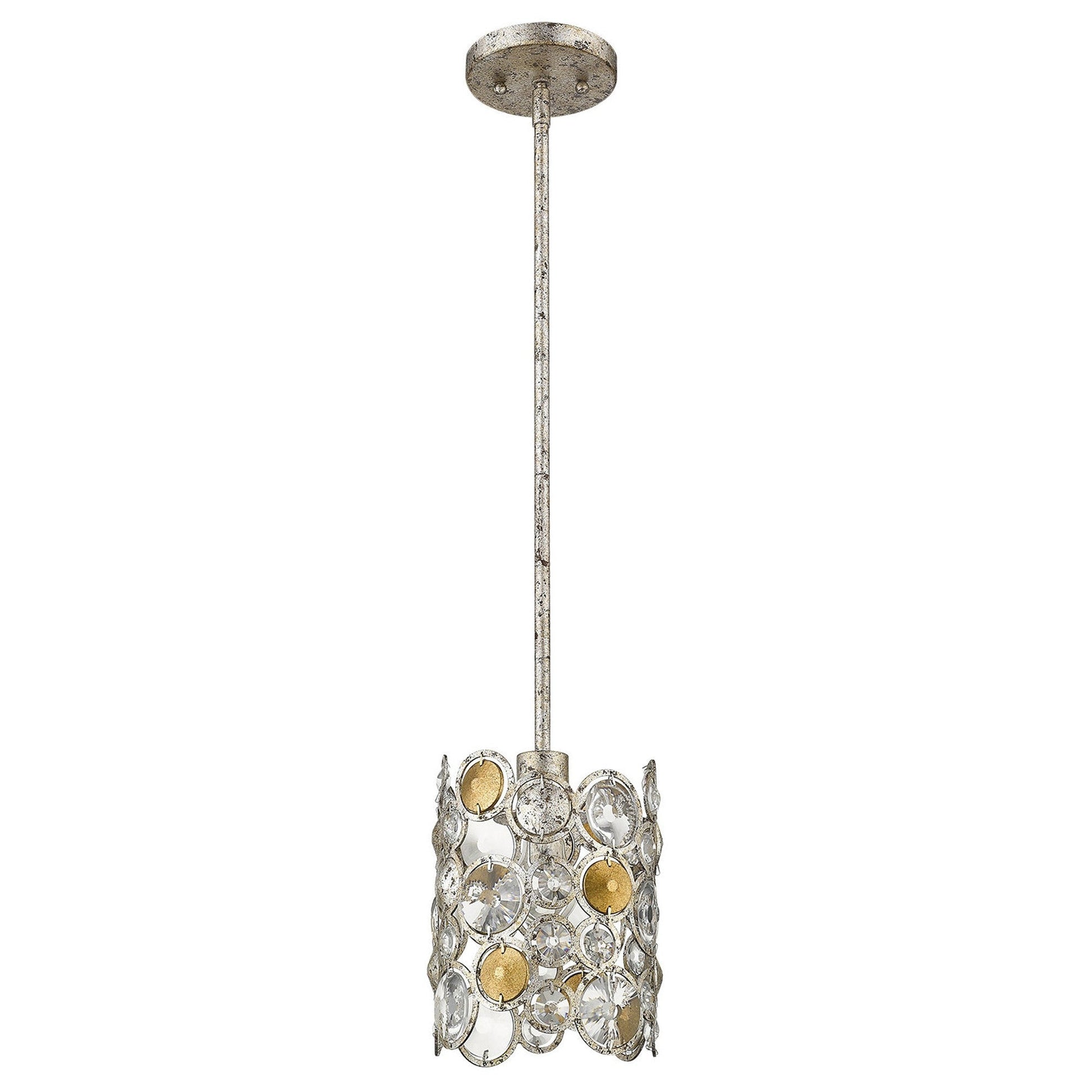 HomeRoots Vitozzi 1-Light Leaf Pendant in Antique Silver Finish
