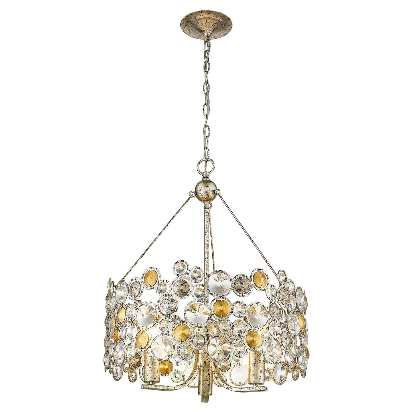 HomeRoots Vitozzi 3-Light Leaf Chandelier With Antique Silver Finish
