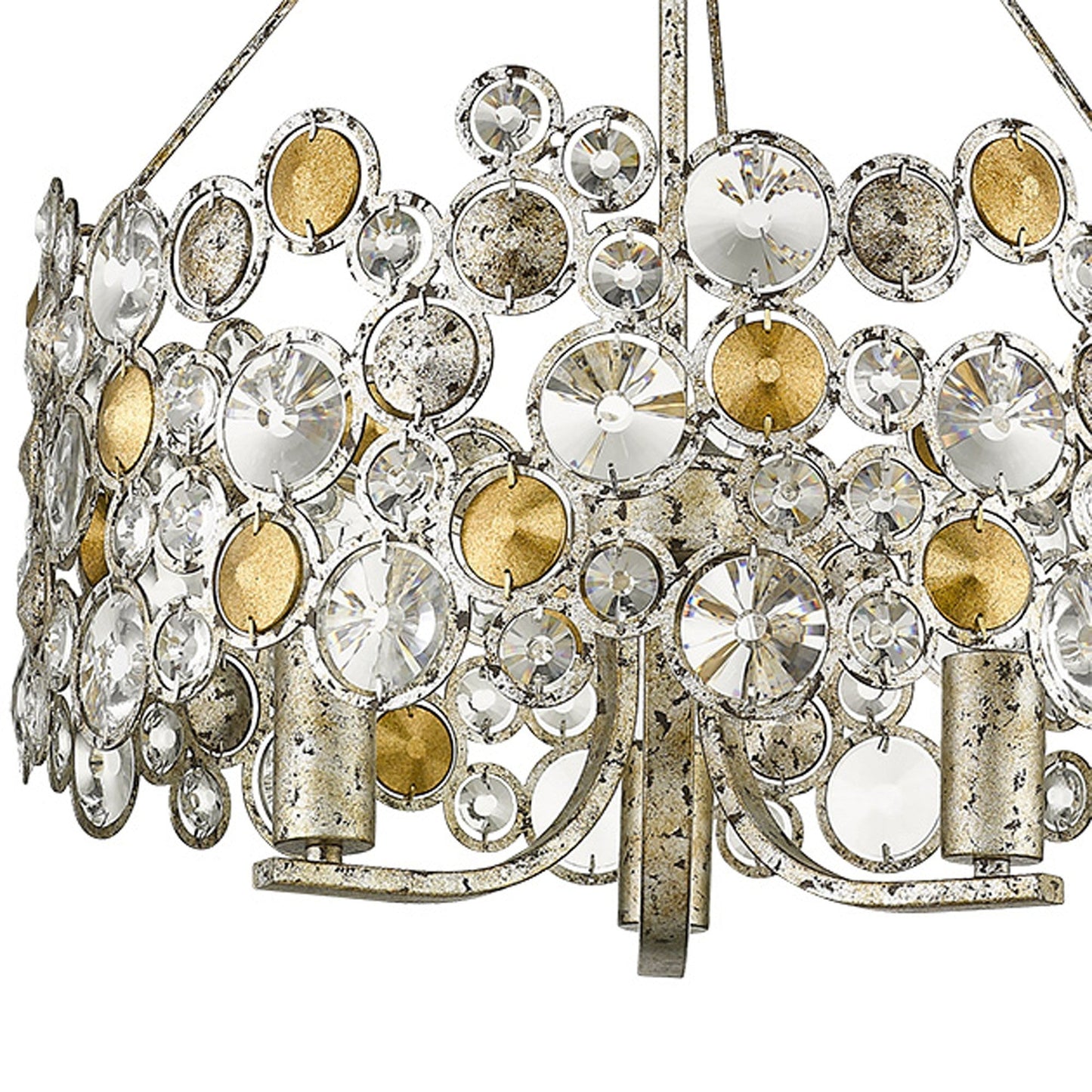 HomeRoots Vitozzi 3-Light Leaf Chandelier With Antique Silver Finish