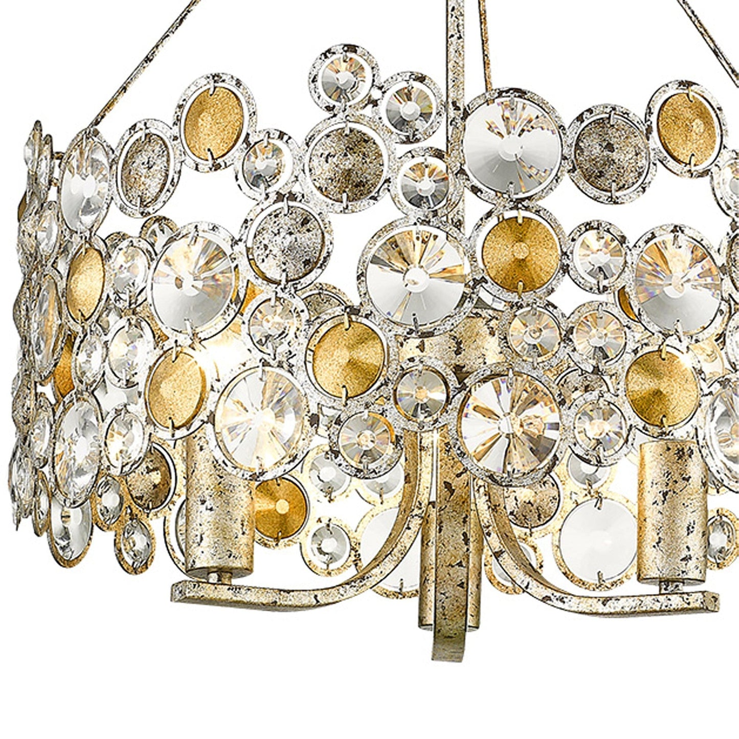HomeRoots Vitozzi 3-Light Leaf Chandelier With Antique Silver Finish