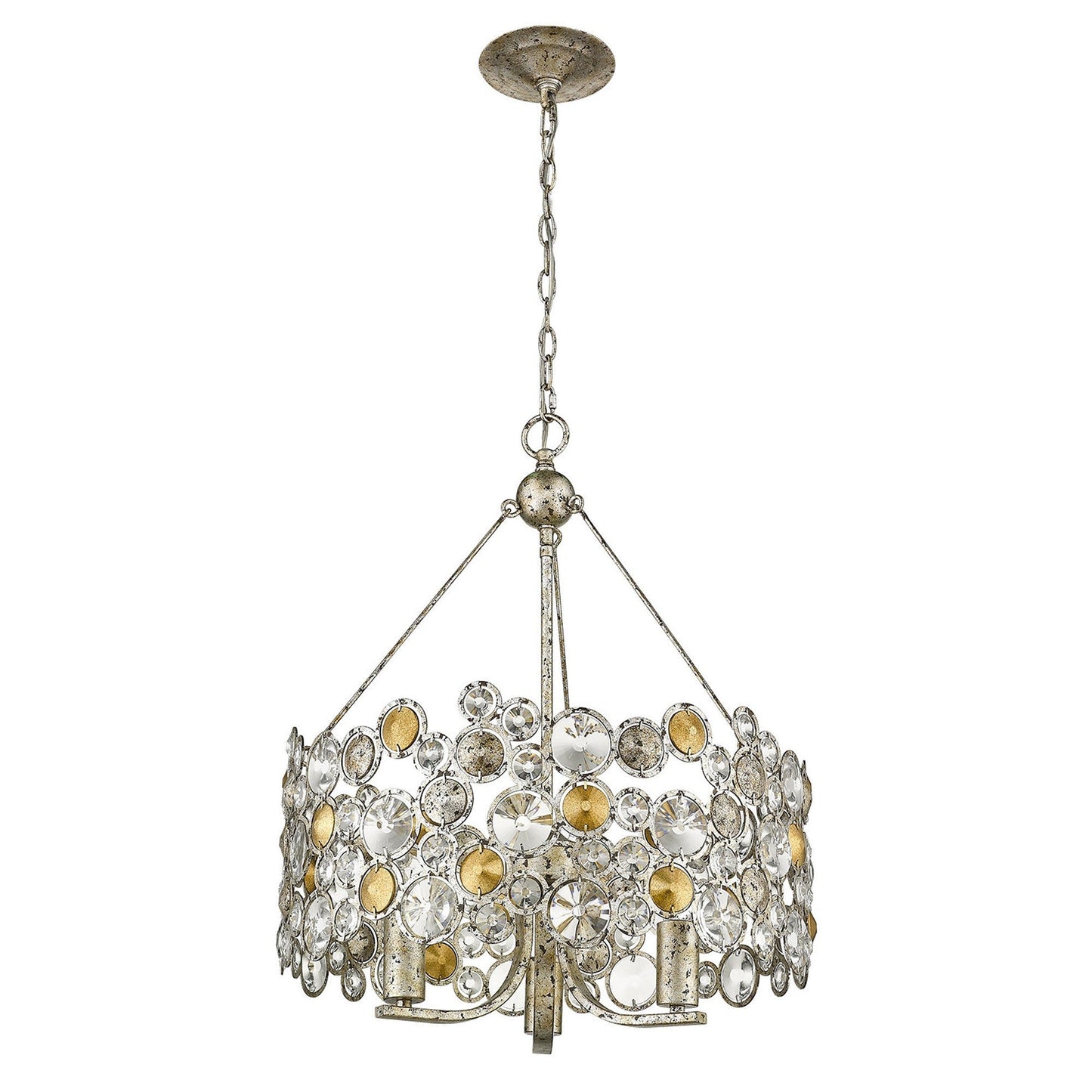 HomeRoots Vitozzi 3-Light Leaf Chandelier With Antique Silver Finish