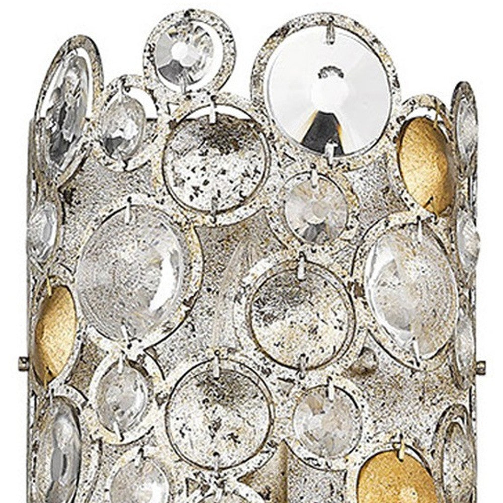 HomeRoots Vitozzi 3-Light Leaf Sconce in Antique Silver Finish