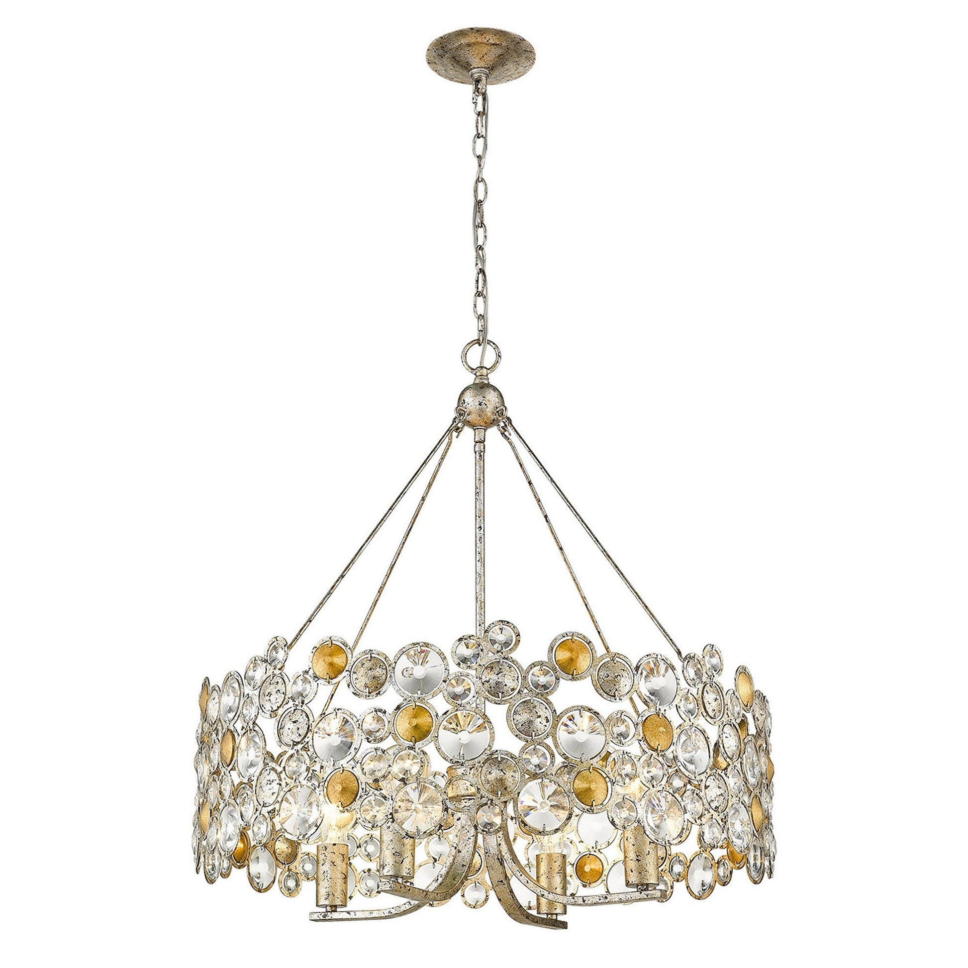 HomeRoots Vitozzi 4-Light Leaf Chandelier in Antique Silver Finish
