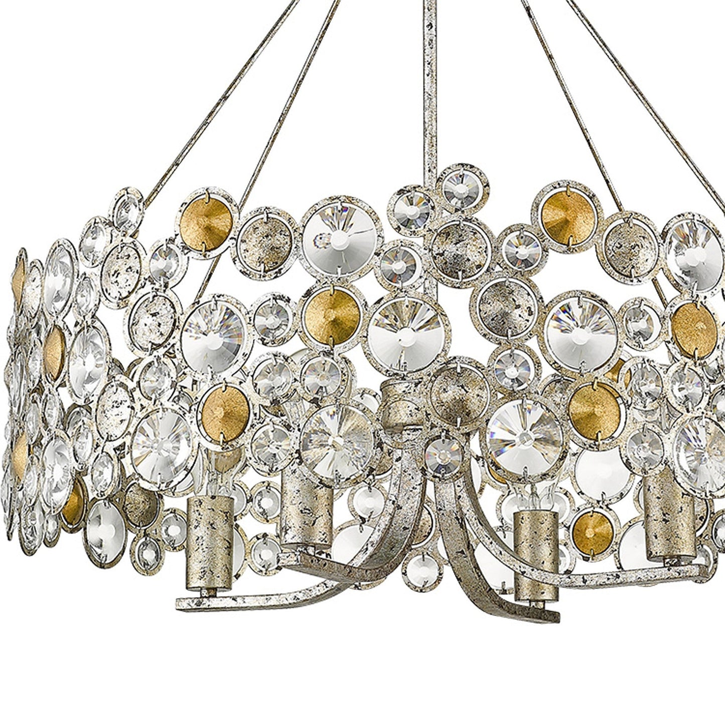 HomeRoots Vitozzi 4-Light Leaf Chandelier in Antique Silver Finish