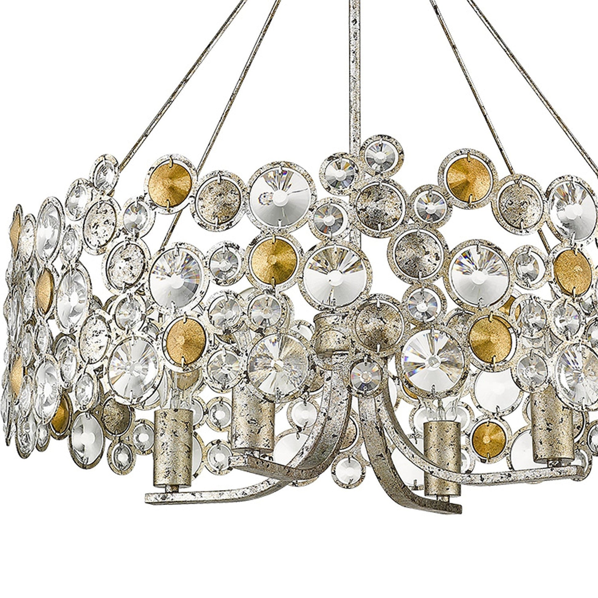 HomeRoots Vitozzi 4-Light Leaf Chandelier in Antique Silver Finish