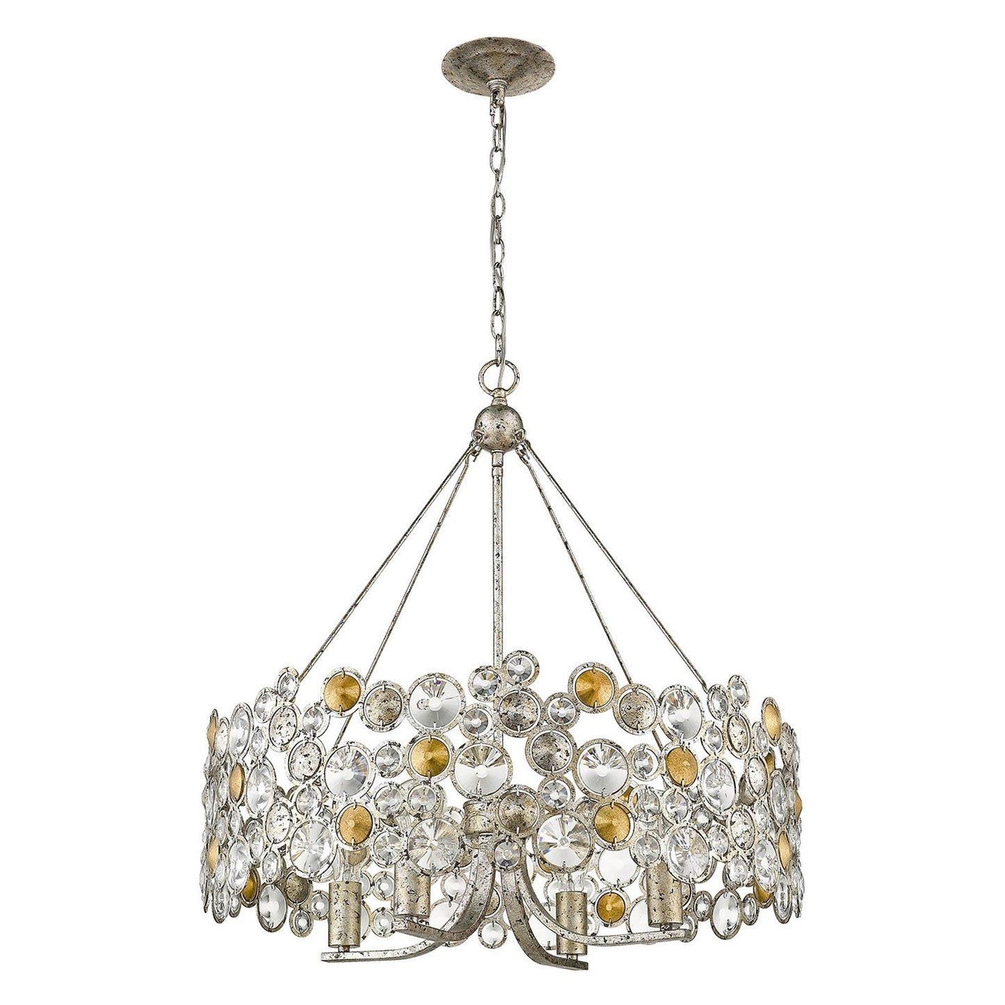 HomeRoots Vitozzi 4-Light Leaf Chandelier in Antique Silver Finish