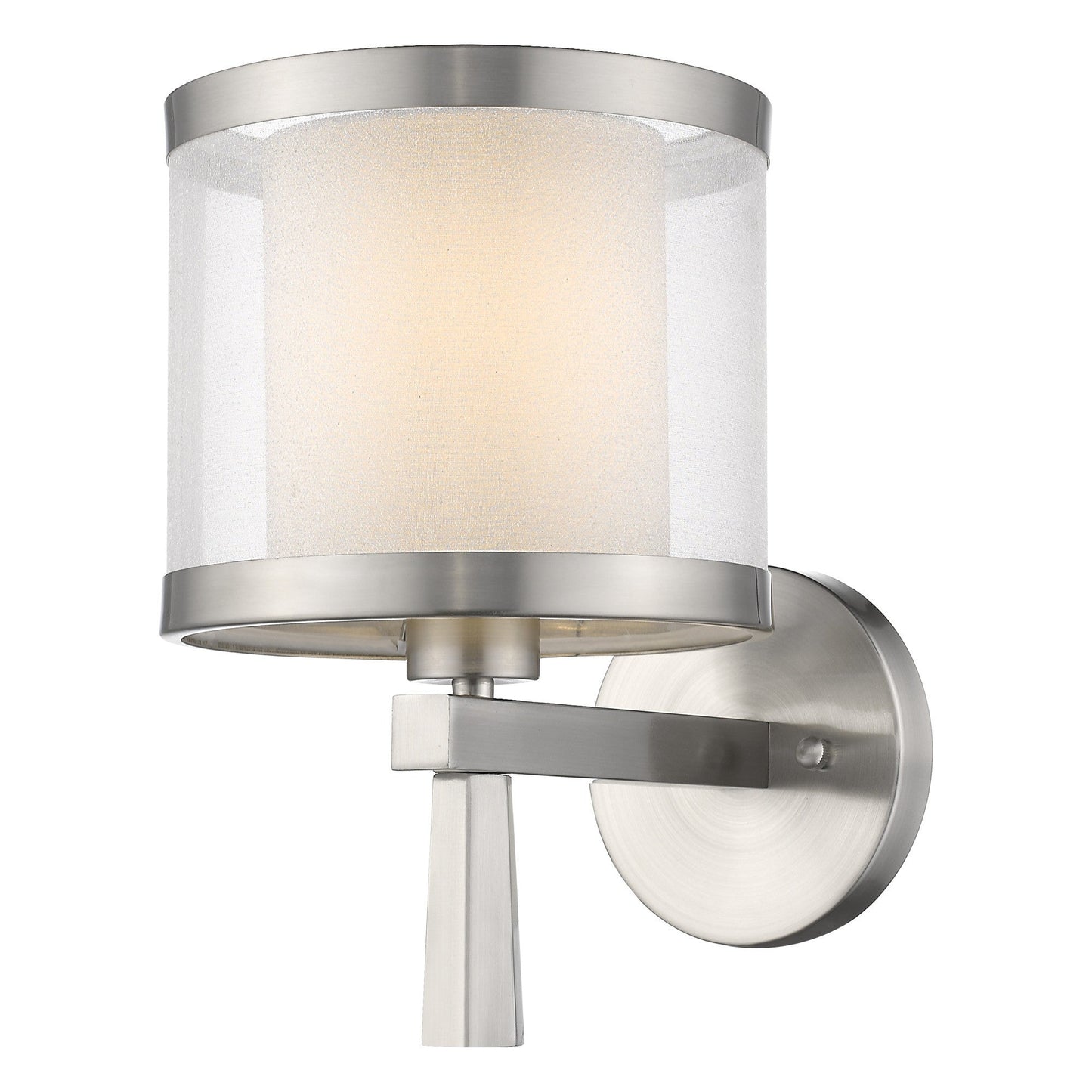HomeRoots Wall Light With Fabric Shade in White and Silver Finish