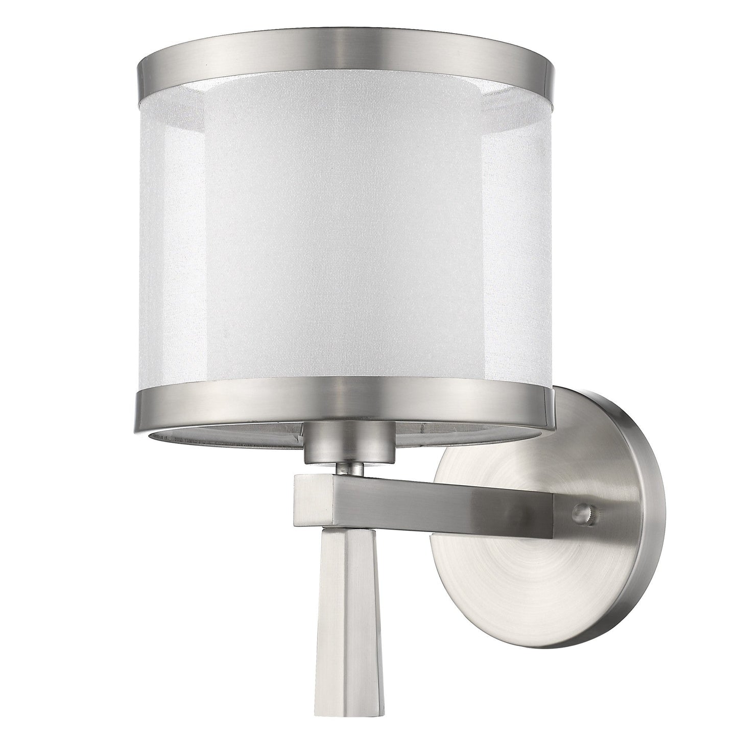 HomeRoots Wall Light With Fabric Shade in White and Silver Finish