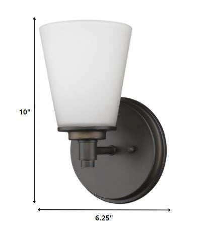 HomeRoots Wall Light With Frosted Glass Shade and Bronze Finish