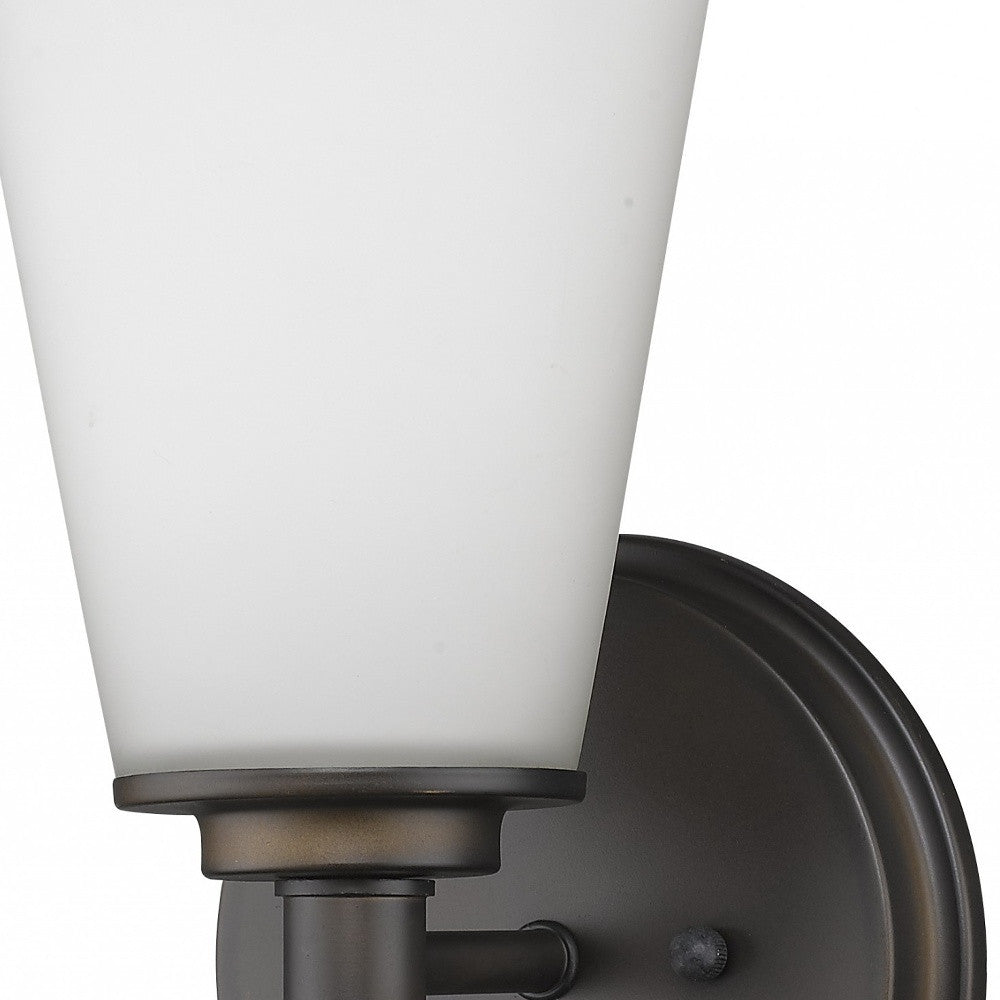 HomeRoots Wall Light With Frosted Glass Shade and Bronze Finish