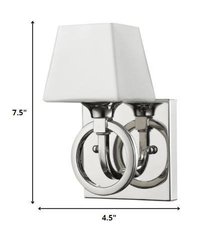 HomeRoots Wall Light With Frosted Glass Shade and Silver Metal Finish
