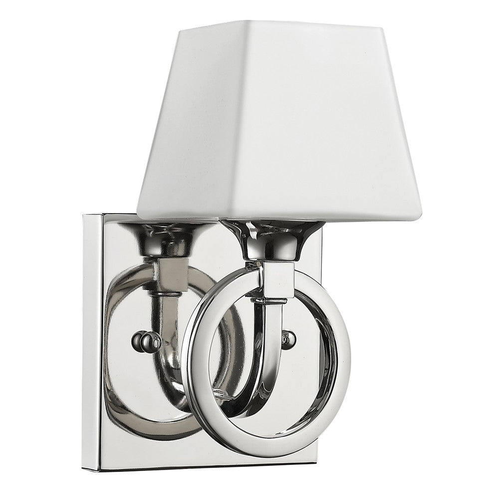 HomeRoots Wall Light With Frosted Glass Shade and Silver Metal Finish